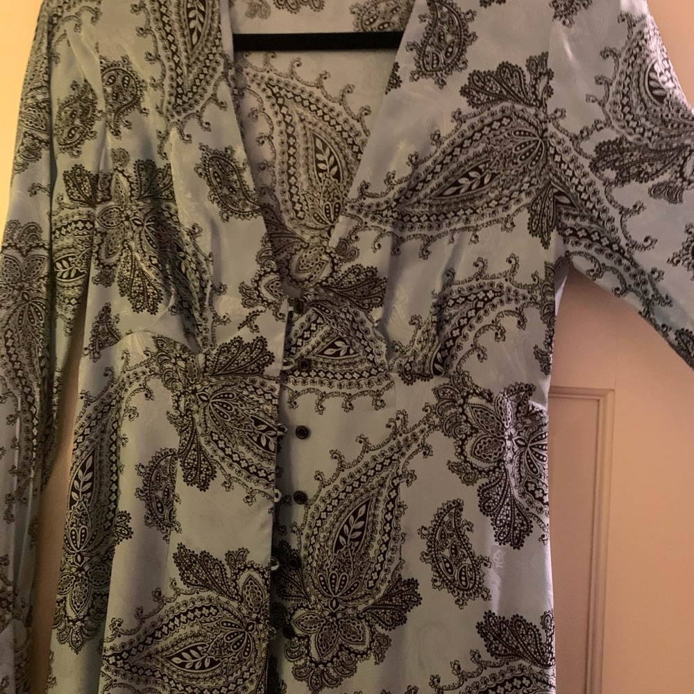 Sandro Blue Paisley Silk dress - Picture 3 of 7